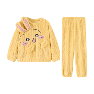 吉伊卡哇Chiikawa乌萨奇珊瑚绒睡衣女生冬季加厚保暖密舒绒家居服