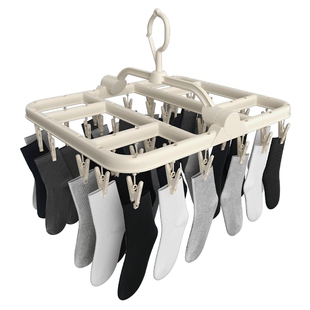 可折叠晾衣架新款多夹子多功能衣架袜子晾晒架阳台晒内衣挂袜子架