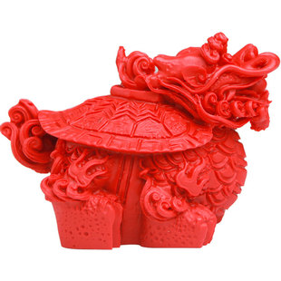 龙龟摆件朱砂红色紫金砂手把件龙头龟金钱龟客厅家居装饰工艺礼品