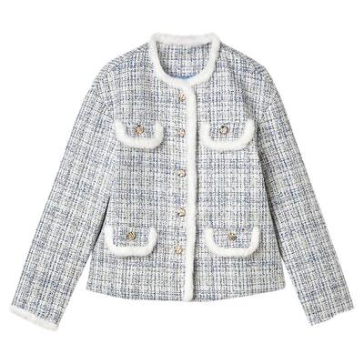 单排扣上衣拼接毛绒外套