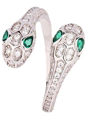 微镶纯银戒指可调节蛇形戒指