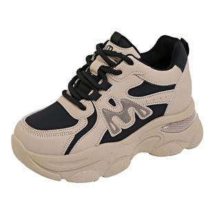 爆款内增高老爹鞋女INS潮春秋真皮厚底运动旅游鞋2026新款8CM增高