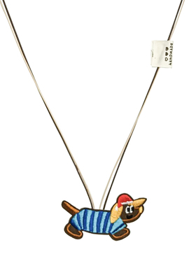 刺绣可爱腊肠狗编绳项链女独特设计感毛衣链个性锁骨链长款配饰品