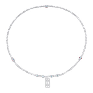 潮宏基锦时金刚杵银饰项链足银项链手链两戴女新中式礼物