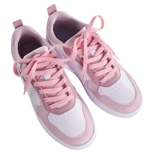 板鞋鞋带男女款休闲运动鞋粉白色加宽丝绸扁平经典百搭双色鞋带绳