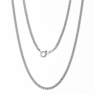 不拘S925纯银细古巴链男生短项链美式素链夏天锁骨链颈链