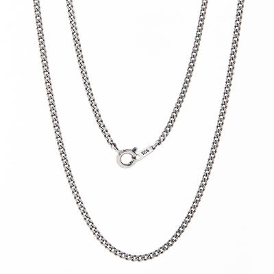 纯银美式高街细古巴链男生项链