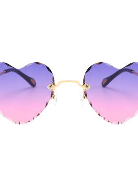 渐变爱心无框墨镜女夏旅行原宿风