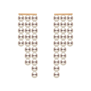 HELAS赫拉流动系列淡水珍珠耳钉14K玫瑰金几何珠链耳钉小众设计感