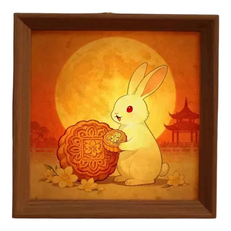 中秋玉兔小夜灯相框摆件礼物