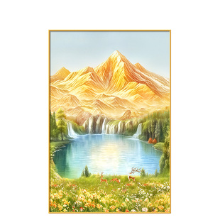 招财聚宝盆入户玄关装饰画现代简约金山画靠山图聚财走廊过道挂画