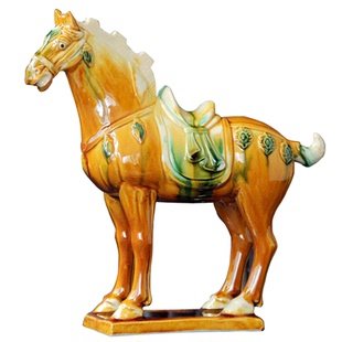 洛阳唐三彩马陶瓷马摆件六骏马家居客厅办公装饰工艺礼品招财摆件