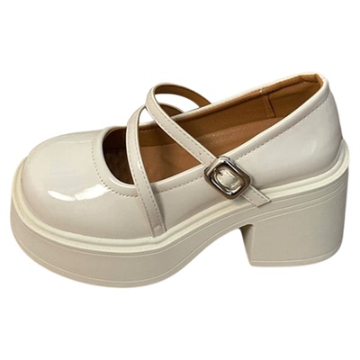 粗跟小皮鞋厚底法式复古单鞋