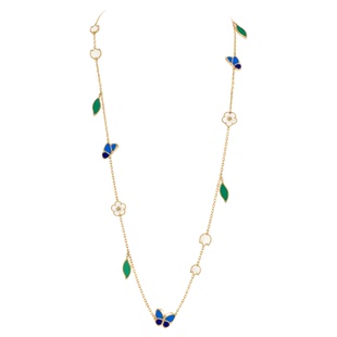 CAMIERY白贝母五花四叶草长项链Lucky Spring系列K金青金石女配饰