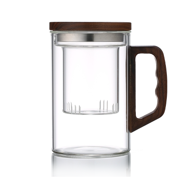 木把三件杯泡茶杯耐高温家用