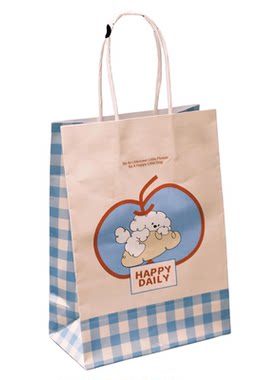 格子happy烘焙手提袋甜品打包袋礼品袋面包蛋糕外卖袋纸袋袋子