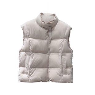 云朵泡芙小立领羽绒服马甲女短款2025秋冬新款白鸭绒坎肩无袖外套