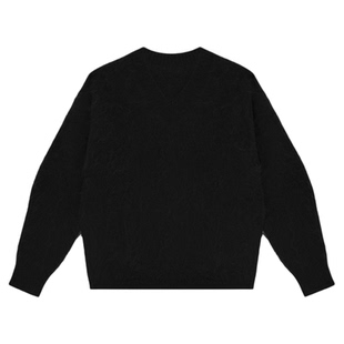 HONORE古月 100%白山羊绒400g高克重长毛拉绒V领宽松落肩设计毛衣