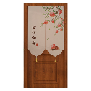 中式门帘半帘纱帘卧室厨房卫生间隔断风水帘中国风家用免打孔挂帘