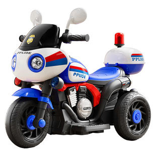儿童电动车三轮摩托车可坐宝宝玩具遥控车男女小孩充电双驱警童车