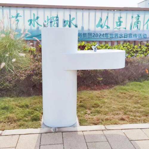 泉自达厂家户外公共直饮水台高低盆圆柱状洗手台不锈钢超滤
