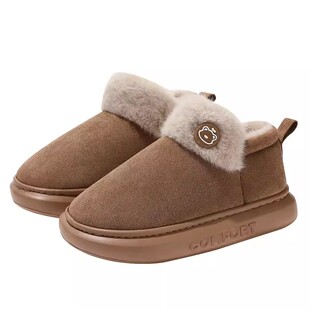 棉拖鞋女款2026新款冬季加绒加厚外穿保暖毛绒雪地靴全包跟棉鞋女