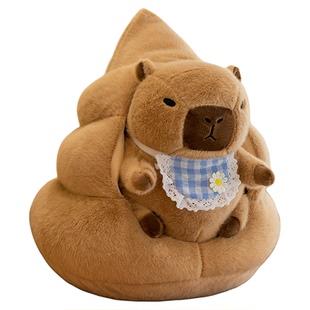 创意粪斗粑粑卡皮巴拉水豚君鼠小窝公仔丑萌抱枕靠垫毛绒玩具网红