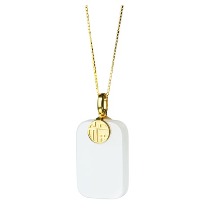 普陀山和田白玉无事牌吊坠