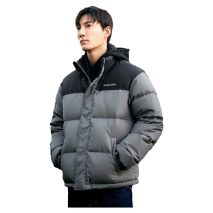 拓路者冬立领90绒羽绒服团购男短款保暖拼接加厚面包服潮宽松外套