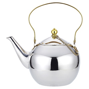 加厚不锈钢提梁柄茶壶金色手柄家用烧水壶餐厅宴会加水壶茶水壶