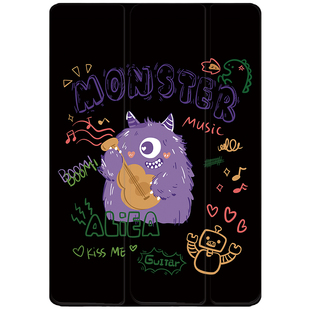 ipadair5保护套带笔槽9可爱pro小怪兽2021防弯11寸书本款air2透明3轻薄2018创意4第九代8适用苹果mini6平板壳