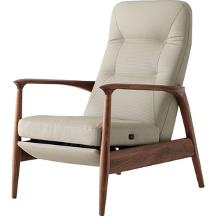 黑胡桃木可调节扶手椅单人沙发真皮新风通风家用多功能良年SF20