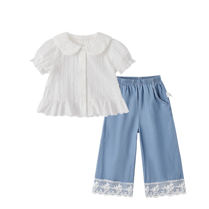 [7A抗菌]女童套装夏季儿童娃娃衫两件套大童洋气夏装宝宝夏日衣服