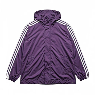 王菲同款衣服宽松连帽运动服夹克短外套紫色机场冲锋防晒上衣穿搭