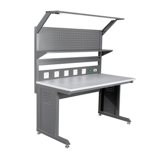 魅造 电子芯片车间防静电工作台 带灯带插座装配桌 弧面工字腿