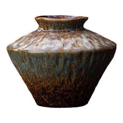 无孔粗陶复古窑变陶瓷花瓶客厅桌面摆件插花干花民宿装饰水培花器