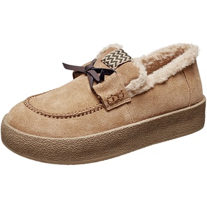 意尔康女鞋2025冬季加绒保暖全包勃肯鞋休闲毛毛鞋平底雪地靴棉鞋