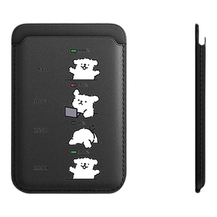 打工人小狗适用苹果magSafe磁吸卡包iphone14手机同款15plus背夹皮质卡套13情侣卡通16promax门禁卡定制