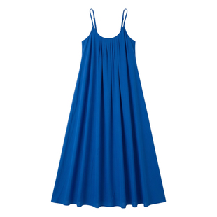 旅游拍照连衣裙法式海边沙滩吊带长裙度假蓝色女裙子女装沙滩裙