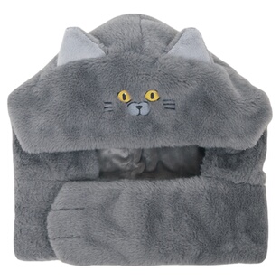 云朵工厂抱抱猫爪护耳帽秋冬可爱毛绒围巾帽子一体保暖防寒围脖新