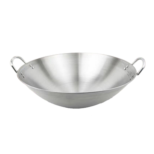 商用凹面电磁炉专用锅双耳不锈钢炒菜锅饭酒店40cm50cm电磁灶铁锅