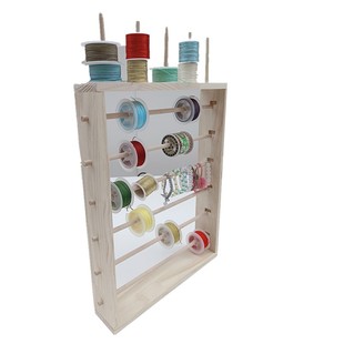 实木桌面丝带缎带架绸带彩带收纳架玉线串珠绳发圈皮筋松紧带线架