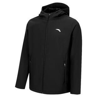 安踏梭织加绒外套男士2025秋冬季保暖防泼水防风连帽拉链开衫夹克