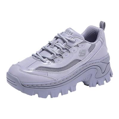 Skechers斯凯奇蜜糕鞋|2025夏新款女厚底皮面老爹鞋休闲鞋熊猫鞋
