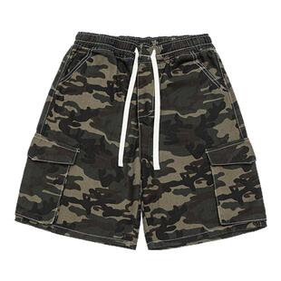 GOGOSOON迷彩短裤男380g新款夏季外穿工装五分牛仔布美式中裤宽松