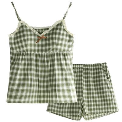 睡衣女士夏季梭织棉吊带家居服