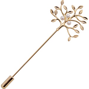 树胸针韩国简约人造珍珠一字胸针男士女西装西服别针胸花配饰饰品