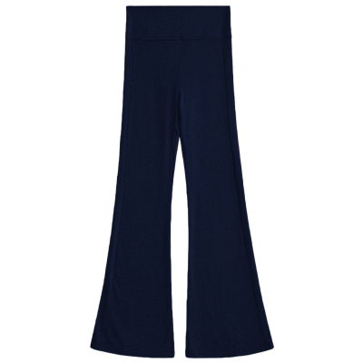 藏青色加绒垂感外穿运动微喇叭裤