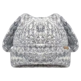 可爱长耳朵混色帽子女款2025新款冬天大头围显脸小适合方圆脸冷帽