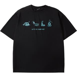 NMAX大码潮牌男装夏美式趣味字母印花透气网眼短袖T恤宽松情侣装